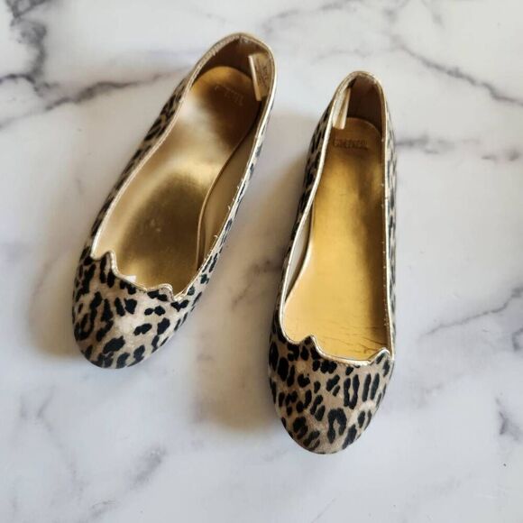 Gymboree size 2 girls cheetah cat ears gold slip on ballet flats - Picture 1 of 6